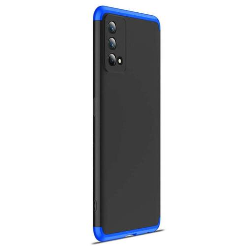 Microsonic Oppo A74 4G Kılıf Double Dip 360 Protective Siyah Mavi