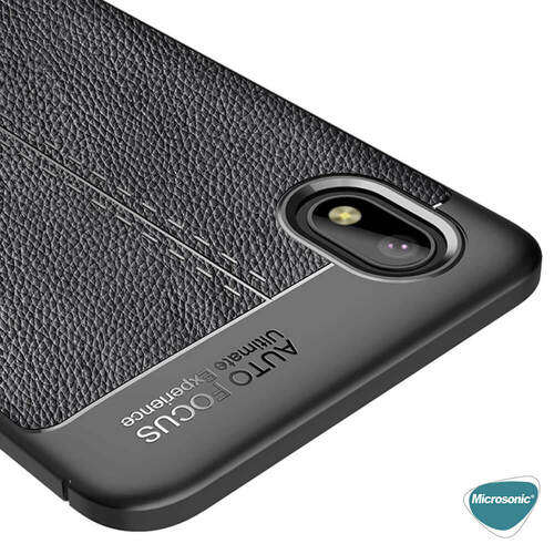 Microsonic Samsung Galaxy A01 Core Kılıf Deri Dokulu Silikon Siyah
