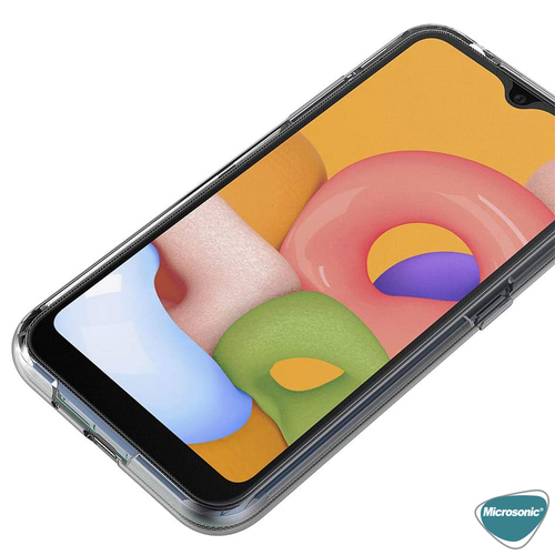 Microsonic Samsung Galaxy A01 Kılıf 6 tarafı tam full koruma 360 Clear Soft Şeffaf