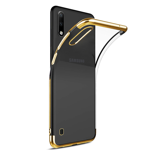 Microsonic Samsung Galaxy A01 Kılıf Skyfall Transparent Clear Gold