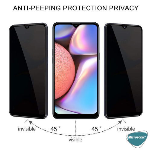Microsonic Samsung Galaxy A01 Privacy 5D Gizlilik Filtreli Cam Ekran Koruyucu Siyah