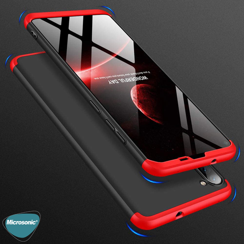 Microsonic Samsung Galaxy A11 Kılıf Double Dip 360 Protective Siyah Kırmızı