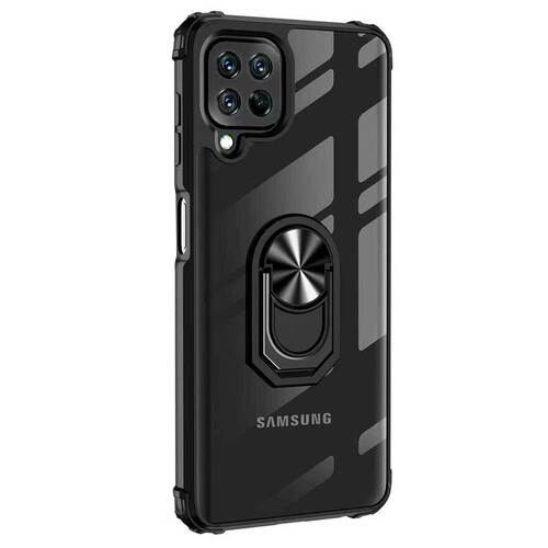 Microsonic Samsung Galaxy A22 4G Kılıf Grande Clear Ring Holder Siyah