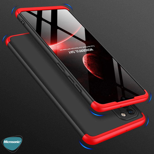 Microsonic Samsung Galaxy A31 Kılıf Double Dip 360 Protective Siyah Kırmızı