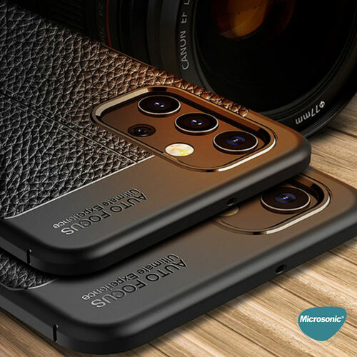 Microsonic Samsung Galaxy A32 4G Kılıf Deri Dokulu Silikon Siyah