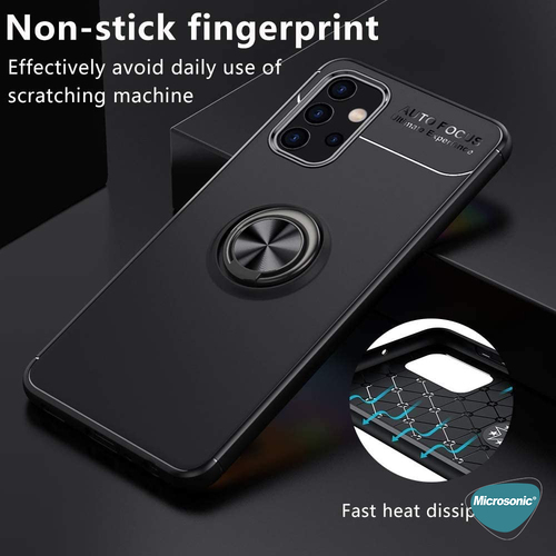 Microsonic Samsung Galaxy A32 4G Kılıf Kickstand Ring Holder Siyah