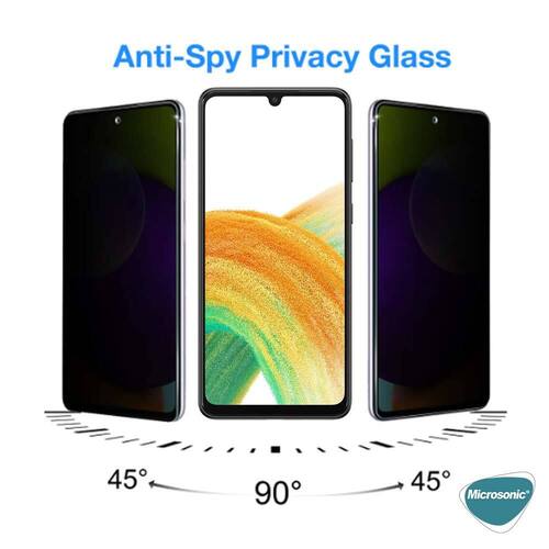 Microsonic Samsung Galaxy A33 5G Privacy 5D Gizlilik Filtreli Cam Ekran Koruyucu Siyah