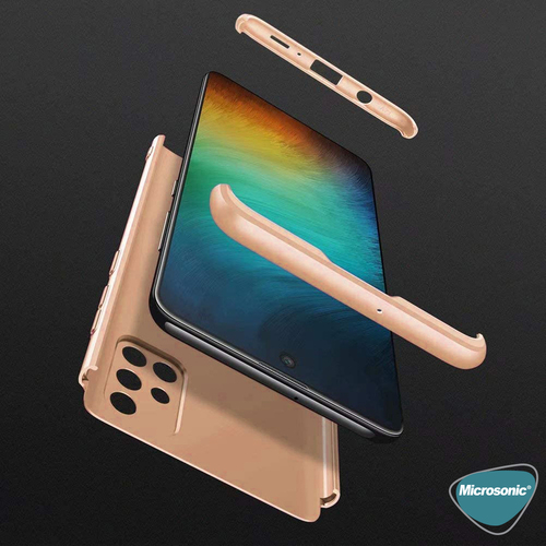 Microsonic Samsung Galaxy A51 Kılıf Double Dip 360 Protective Gold