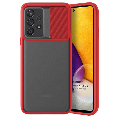 Microsonic Samsung Galaxy A52 Kılıf Slide Camera Lens Protection Kırmızı