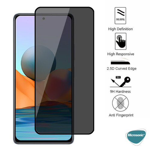 Microsonic Samsung Galaxy A52s Privacy 5D Gizlilik Filtreli Cam Ekran Koruyucu Siyah