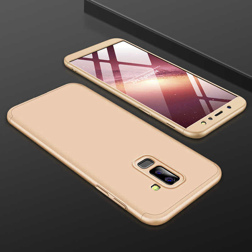 Microsonic Samsung Galaxy A6 Plus 2018 Kılıf Double Dip 360 Protective Gold