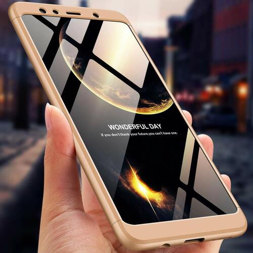 Microsonic Samsung Galaxy A7 2018 Kılıf Double Dip 360 Protective Gold