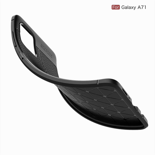 Microsonic Samsung Galaxy A71 Kılıf Deri Dokulu Silikon Lacivert