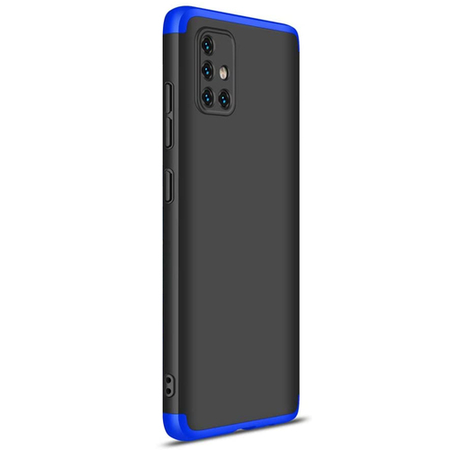 Microsonic Samsung Galaxy A71 Kılıf Double Dip 360 Protective Siyah Mavi