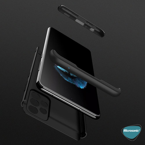 Microsonic Samsung Galaxy A72 Kılıf Double Dip 360 Protective Siyah Gri