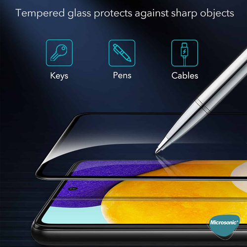 Microsonic Samsung Galaxy A72 Tam Kaplayan Temperli Cam Ekran Koruyucu Siyah