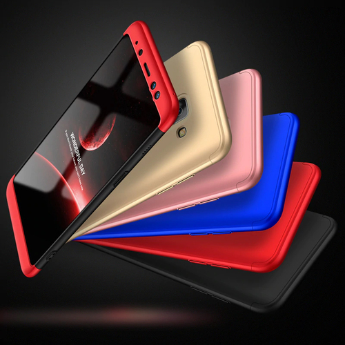 Microsonic Samsung Galaxy A8 Plus 2018 Kılıf Double Dip 360 Protective Siyah Kırmızı