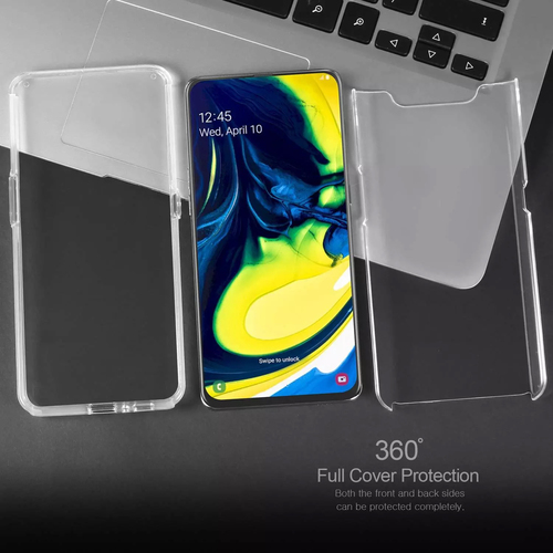 Microsonic Samsung Galaxy A80 Kılıf 6 tarafı tam full koruma 360 Clear Soft Şeffaf