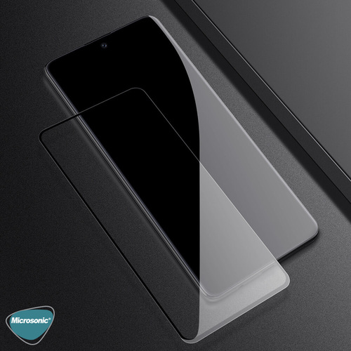 Microsonic Samsung Galaxy A81 Tam Kaplayan Temperli Cam Ekran Koruyucu Siyah