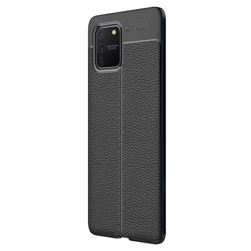 Microsonic Samsung Galaxy A91 (S10 Lite) Kılıf Deri Dokulu Silikon Siyah