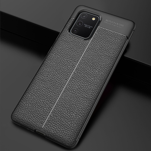 Microsonic Samsung Galaxy A91 (S10 Lite) Kılıf Deri Dokulu Silikon Siyah