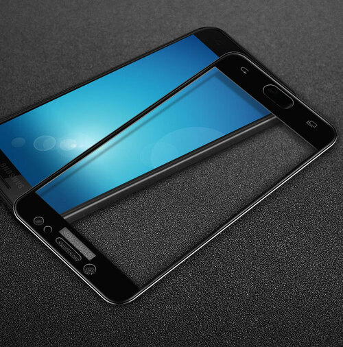 Microsonic Samsung Galaxy C8 Tam Kaplayan Temperli Cam Ekran koruyucu Kırılmaz Film Siyah