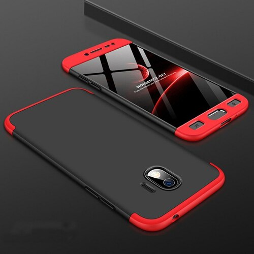 Microsonic Samsung Galaxy J4 Kılıf Double Dip 360 Protective Siyah Kırmızı