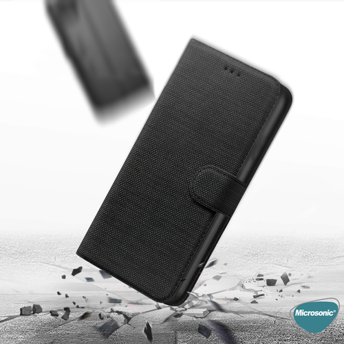 Microsonic Samsung Galaxy J7 Pro Kılıf Fabric Book Wallet Siyah