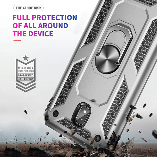Microsonic Samsung Galaxy J7 Pro Kılıf Military Ring Holder Gümüş