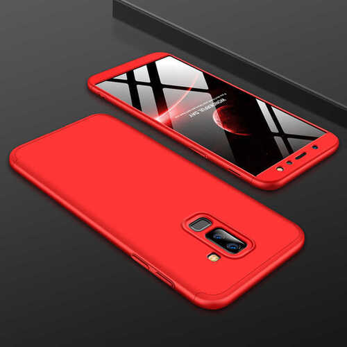 Microsonic Samsung Galaxy J8 Kılıf Double Dip 360 Protective Kırmızı