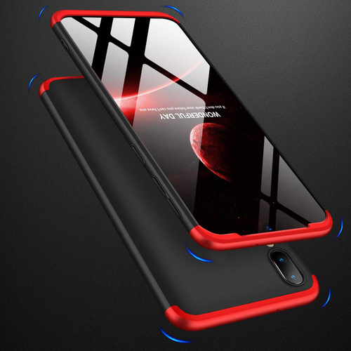 Microsonic Samsung Galaxy M10 Kılıf Double Dip 360 Protective Siyah Kırmızı
