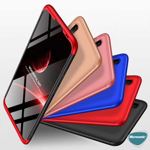 Microsonic Samsung Galaxy M10s Kılıf Double Dip 360 Protective Siyah Kırmızı