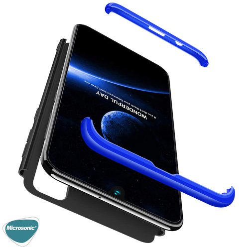 Microsonic Samsung Galaxy M21 Kılıf Double Dip 360 Protective Siyah Mavi