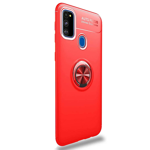 Microsonic Samsung Galaxy M21 Kılıf Kickstand Ring Holder Kırmızı