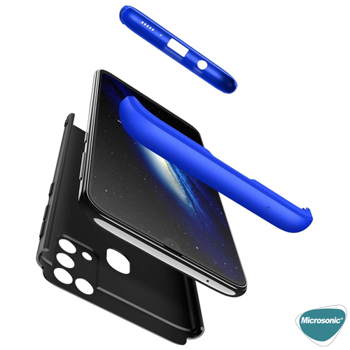Microsonic Samsung Galaxy M31 Kılıf Double Dip 360 Protective Siyah Mavi