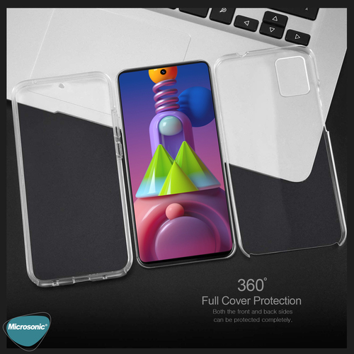 Microsonic Samsung Galaxy M31s Kılıf 6 tarafı tam full koruma 360 Clear Soft Şeffaf