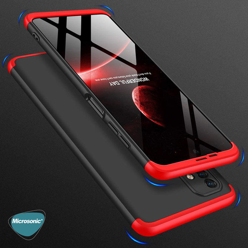 Microsonic Samsung Galaxy M51 Kılıf Double Dip 360 Protective Siyah Kırmızı