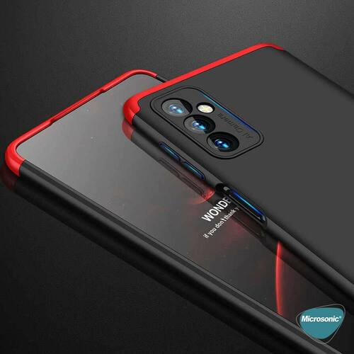 Microsonic Samsung Galaxy M52 Kılıf Double Dip 360 Protective Siyah Kırmızı