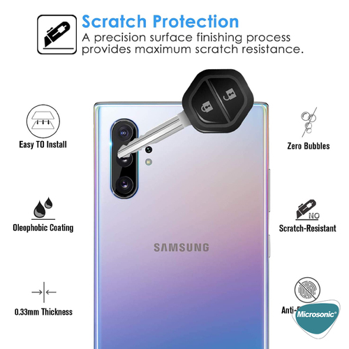 Microsonic Samsung Galaxy Note 10 Kamera Lens Koruma Camı V2 Siyah