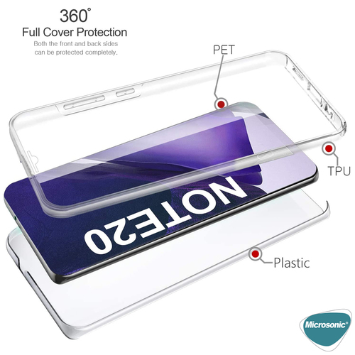 Microsonic Samsung Galaxy Note 20 Kılıf 6 Tarafı Tam Full Koruma 360 Clear Soft Şeffaf