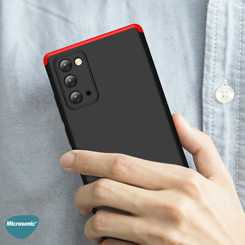 Microsonic Samsung Galaxy Note 20 Kılıf Double Dip 360 Protective Kırmızı