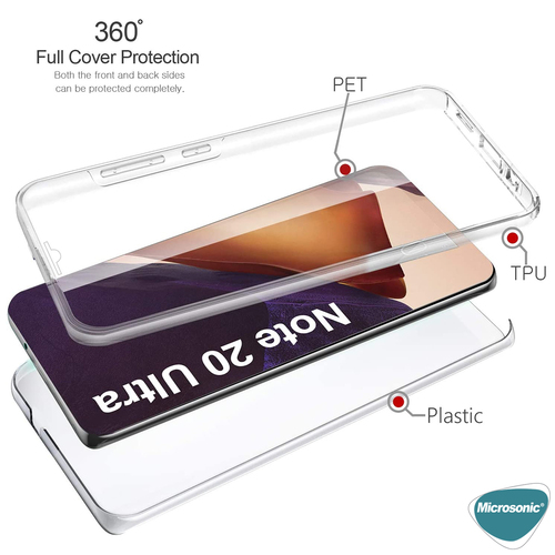Microsonic Samsung Galaxy Note 20 Ultra Kılıf 6 Tarafı Tam Full Koruma 360 Clear Soft Şeffaf