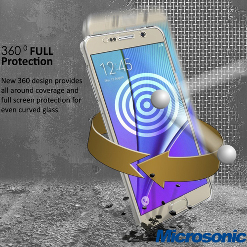 Microsonic Samsung Galaxy Note 5 Kılıf New 6 tarafı tam full koruma 360 Clear Soft Şeffaf