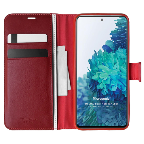 Microsonic Samsung Galaxy S20 FE Kılıf Delux Leather Wallet Kırmızı