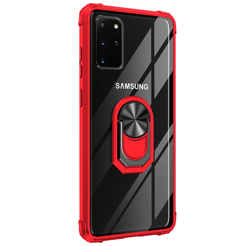 Microsonic Samsung Galaxy S20 Plus Kılıf Grande Clear Ring Holder Kırmızı