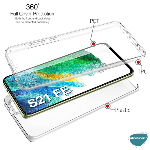 Microsonic Samsung Galaxy S21 FE Kılıf 6 Tarafı Tam Full Koruma 360 Clear Soft Şeffaf