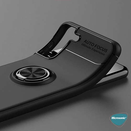 Microsonic Samsung Galaxy S21 Kılıf Kickstand Ring Holder Siyah Rose