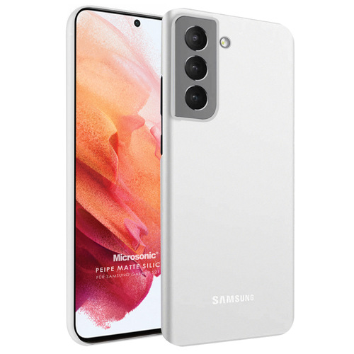 Microsonic Samsung Galaxy S21 Kılıf Peipe Matte Silicone Beyaz