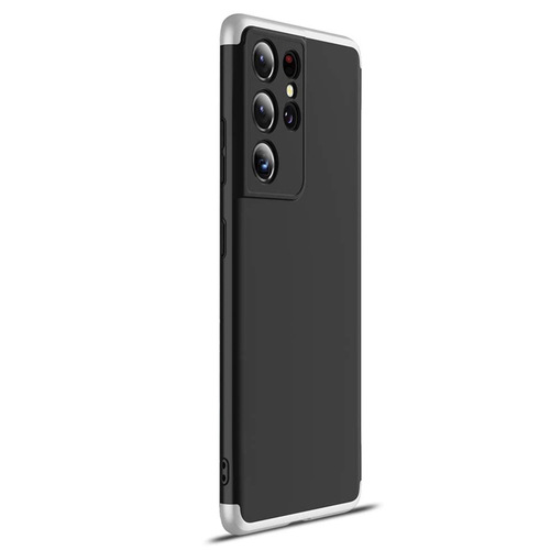 Microsonic Samsung Galaxy S21 Ultra Kılıf Double Dip 360 Protective Siyah Gri