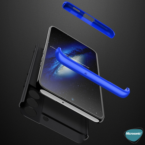 Microsonic Samsung Galaxy S22 Kılıf Double Dip 360 Protective Siyah Mavi